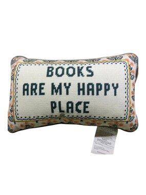 Viral Tik Tok "Books are my Happy Place" Hooked Pillow NWT